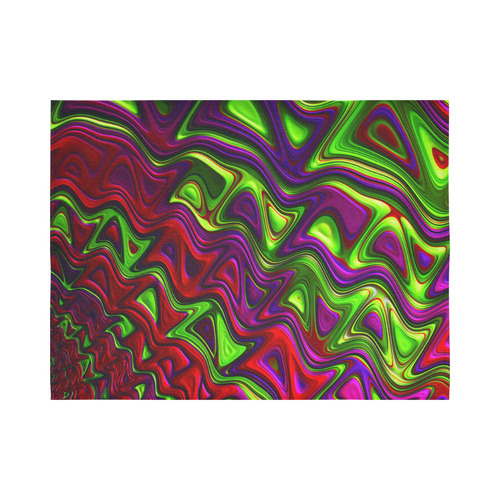 Red Green Abstract Fractal Art Waves Cotton Linen Wall Tapestry 80"x 60"