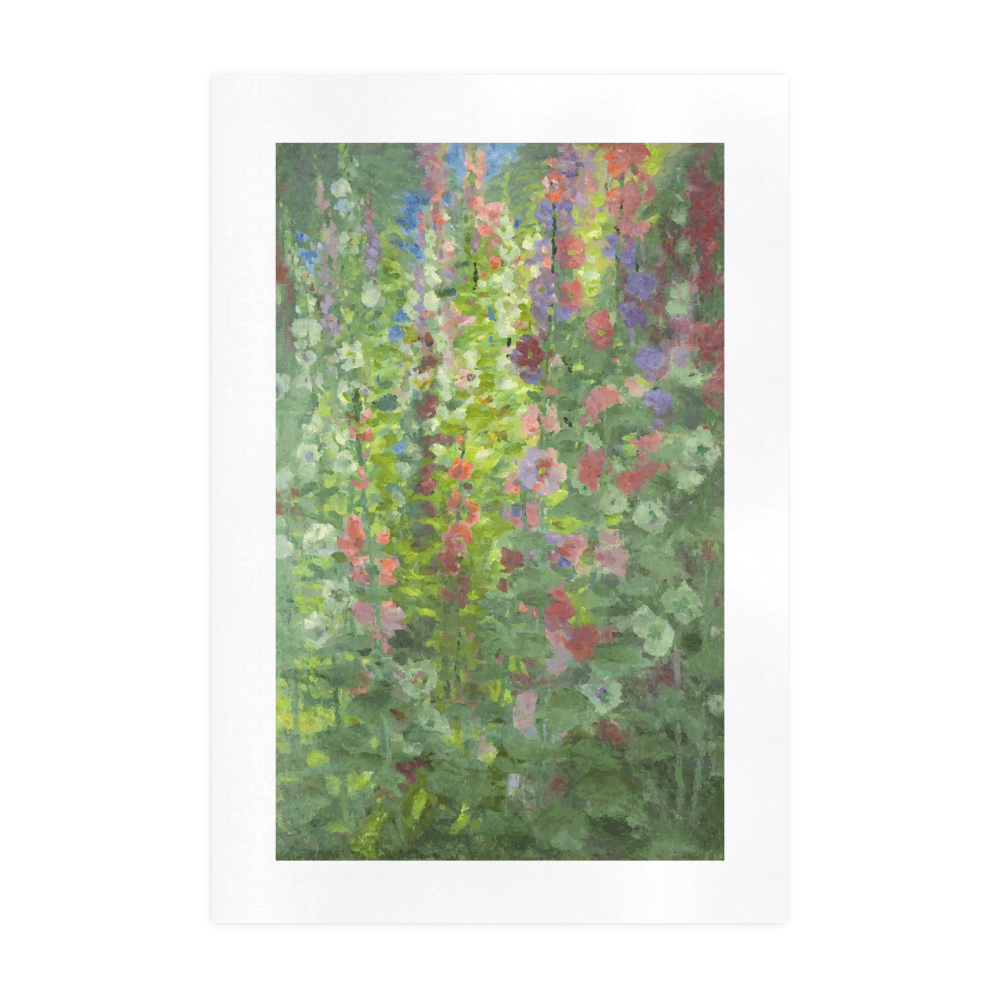 Hollyhocks Floral Landscape after Stark Art Print 19‘’x28‘’