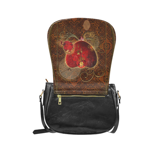 Steampunk, valentines heart with gears Classic Saddle Bag/Large (Model 1648)