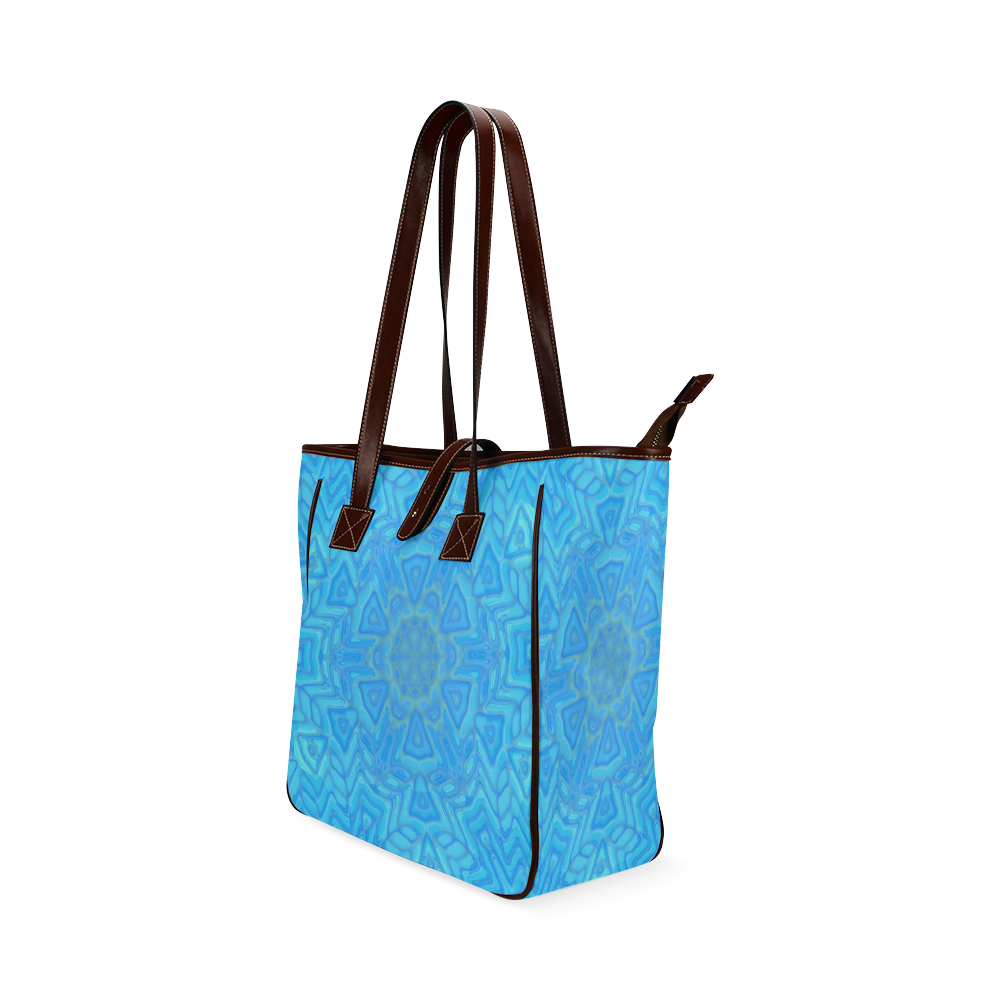 Blue Green and Turquoise Ice Flower Classic Tote Bag (Model 1644)