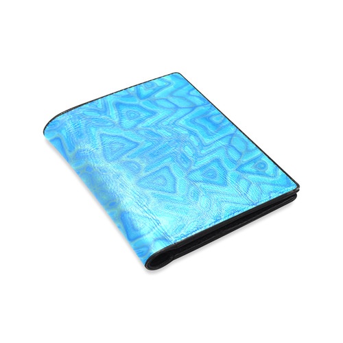 Blue Green and Turquoise Ice Flower Men's Leather Wallet (Model 1612)