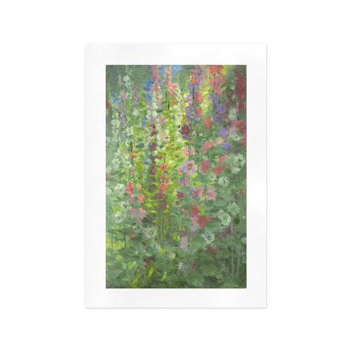 Hollyhocks Floral Landscape after Stark Art Print 13‘’x19‘’