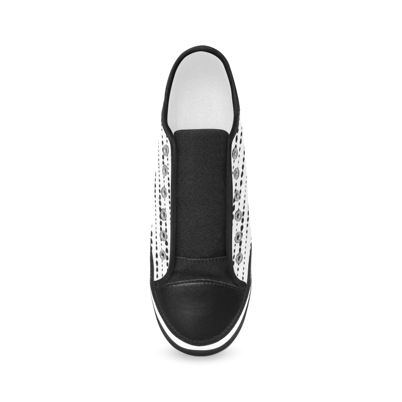 Black Dotted Lines Pattern Women's Canvas Zipper Shoes/Large Size (Model 001)