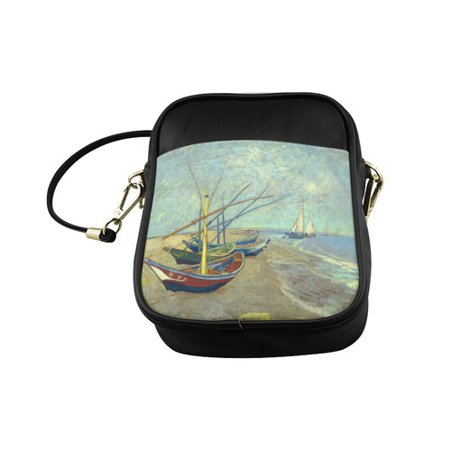 Vincent van Gogh Fishing Boats Beach Sling Bag (Model 1627)