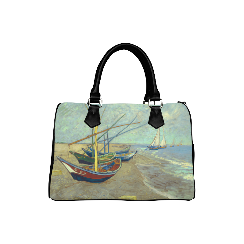 Vincent van Gogh Fishing Boats Beach Boston Handbag (Model 1621)