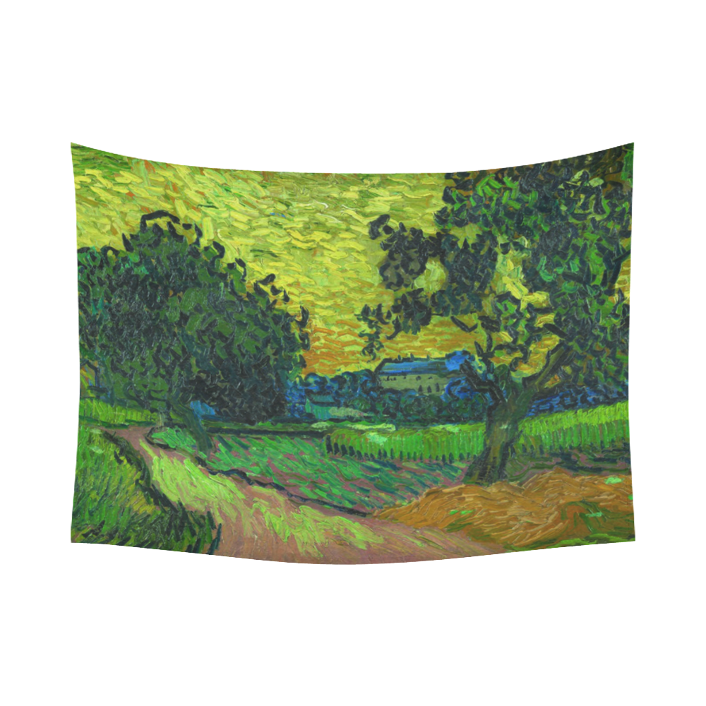 Vincent van Gogh Landscape at Twilight Cotton Linen Wall Tapestry 80"x 60"
