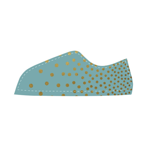 Gold Elegance Polka Dots Shower Canvas Shoes for Women/Large Size (Model 016)