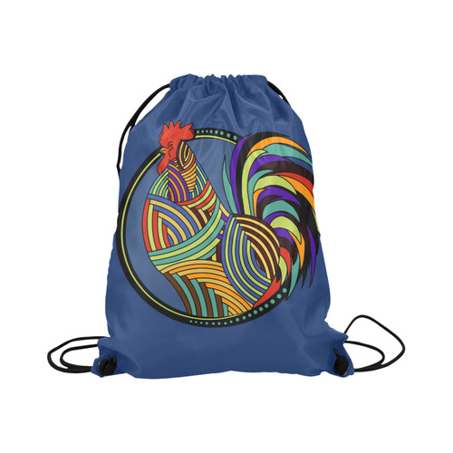 Geometric Art Colorful Rooster Button Large Drawstring Bag Model 1604 (Twin Sides)  16.5"(W) * 19.3"(H)
