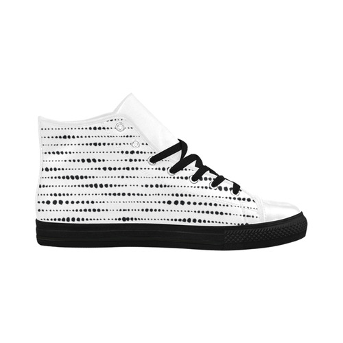 Black Dotted Lines Pattern Aquila High Top Microfiber Leather Women's Shoes (Model 032)