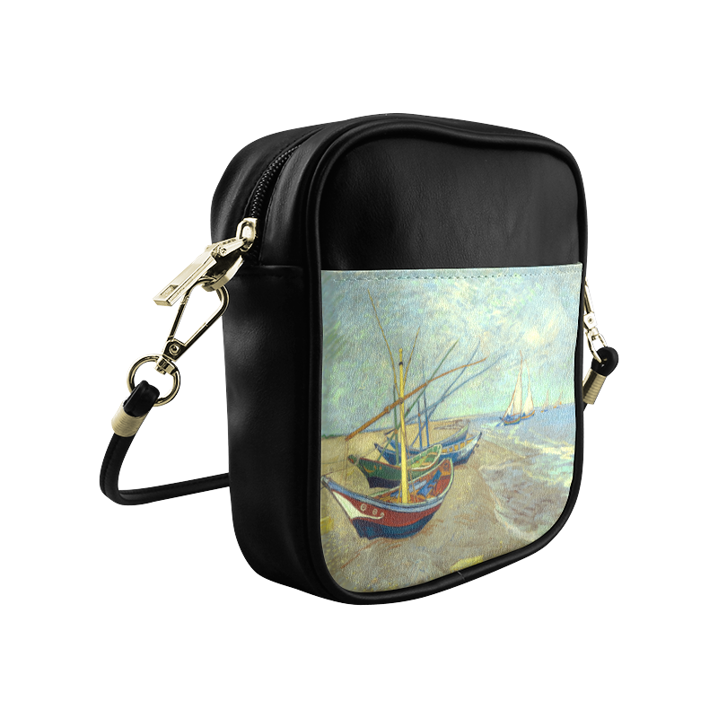 Vincent van Gogh Fishing Boats Beach Sling Bag (Model 1627)