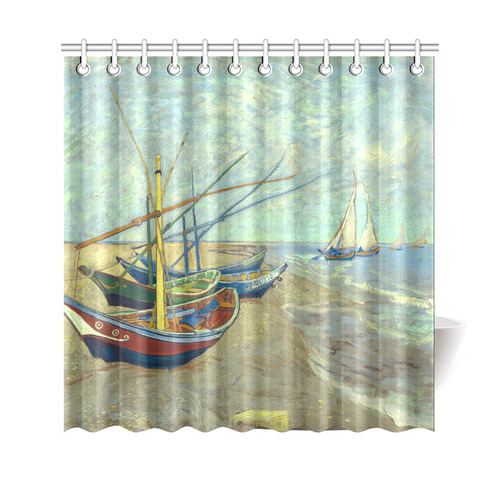 Vincent van Gogh Fishing Boats Beach Shower Curtain 69"x70"
