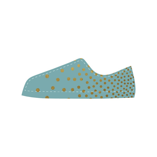 Gold Elegance Polka Dots Shower Canvas Women's Shoes/Large Size (Model 018)
