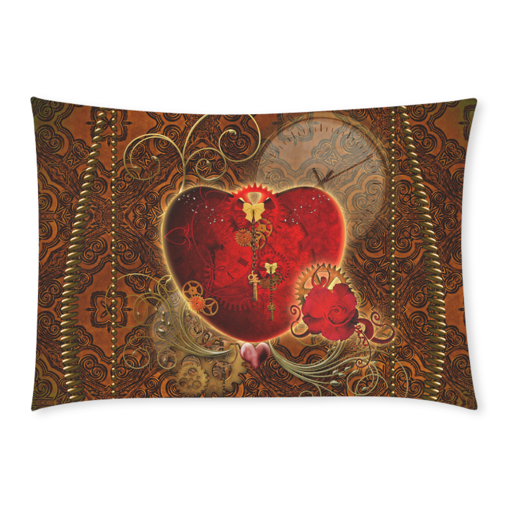 Steampunk, valentines heart with gears Custom Rectangle Pillow Case 20x30 (One Side)