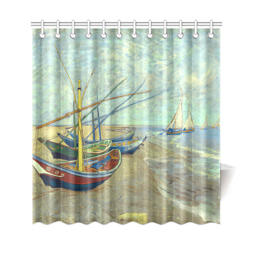 Vincent Van Gogh Fishing Boats Beach, Vincent Van Gogh Shower Curtain