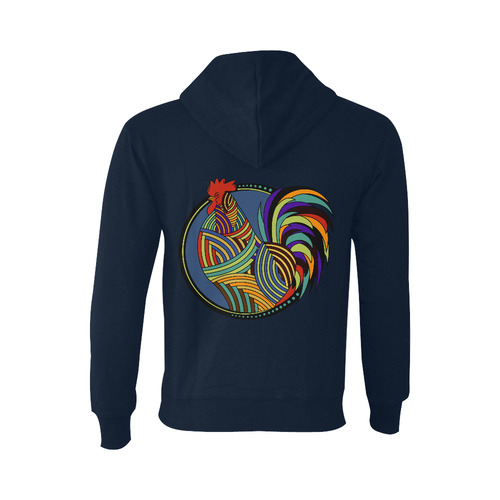 Geometric Art Colorful Rooster Button Oceanus Hoodie Sweatshirt (NEW) (Model H03)