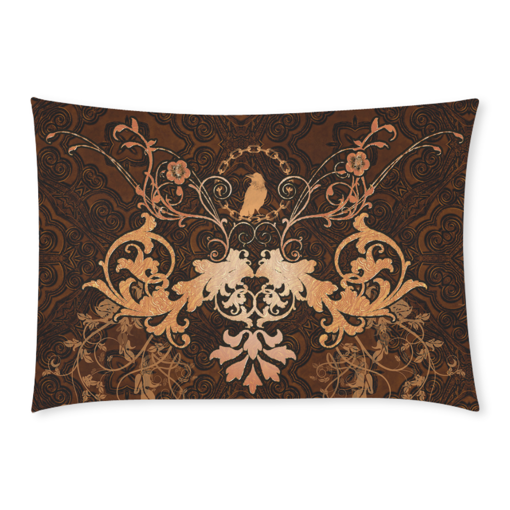 Floral design with crow Custom Rectangle Pillow Case 20x30 (One Side)