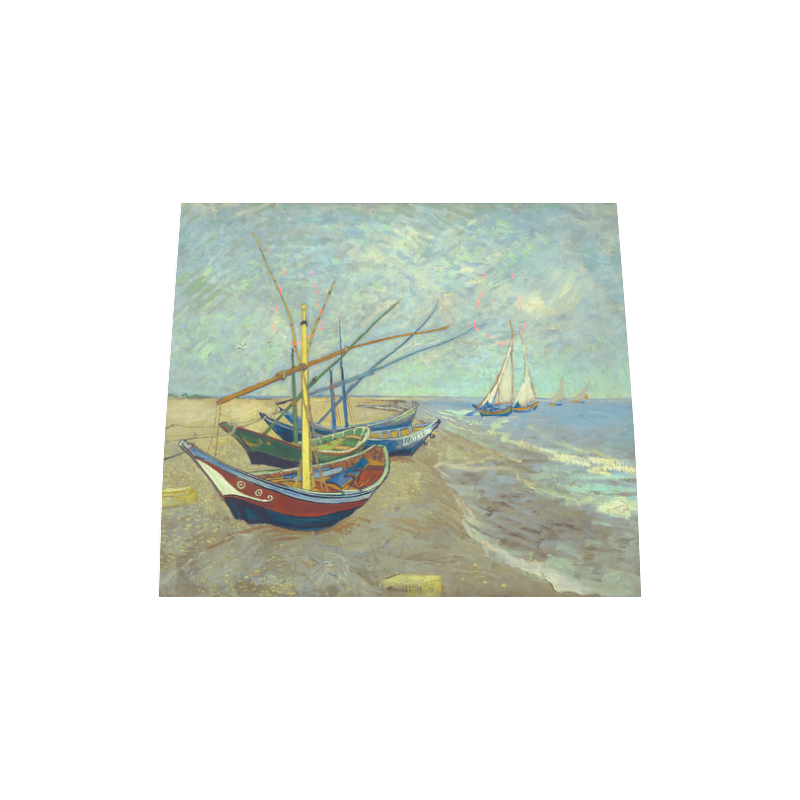 Vincent van Gogh Fishing Boats Beach Boston Handbag (Model 1621)