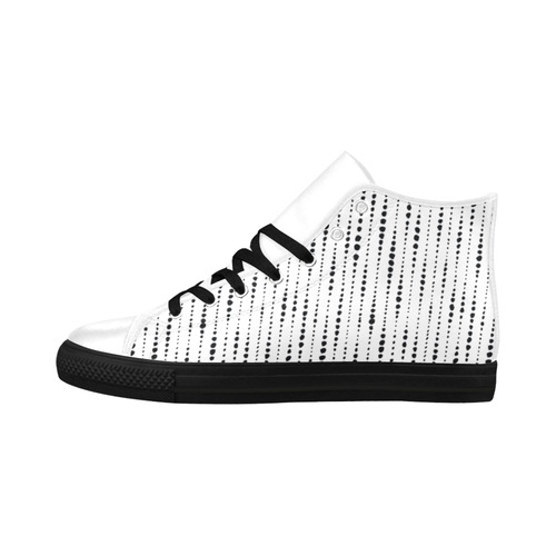 Black Dotted Lines Pattern Aquila High Top Microfiber Leather Women's Shoes (Model 032)
