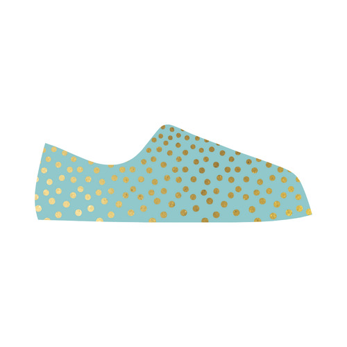 Gold Elegance Polka Dots Shower Aquila Microfiber Leather Women's Shoes/Large Size (Model 031)