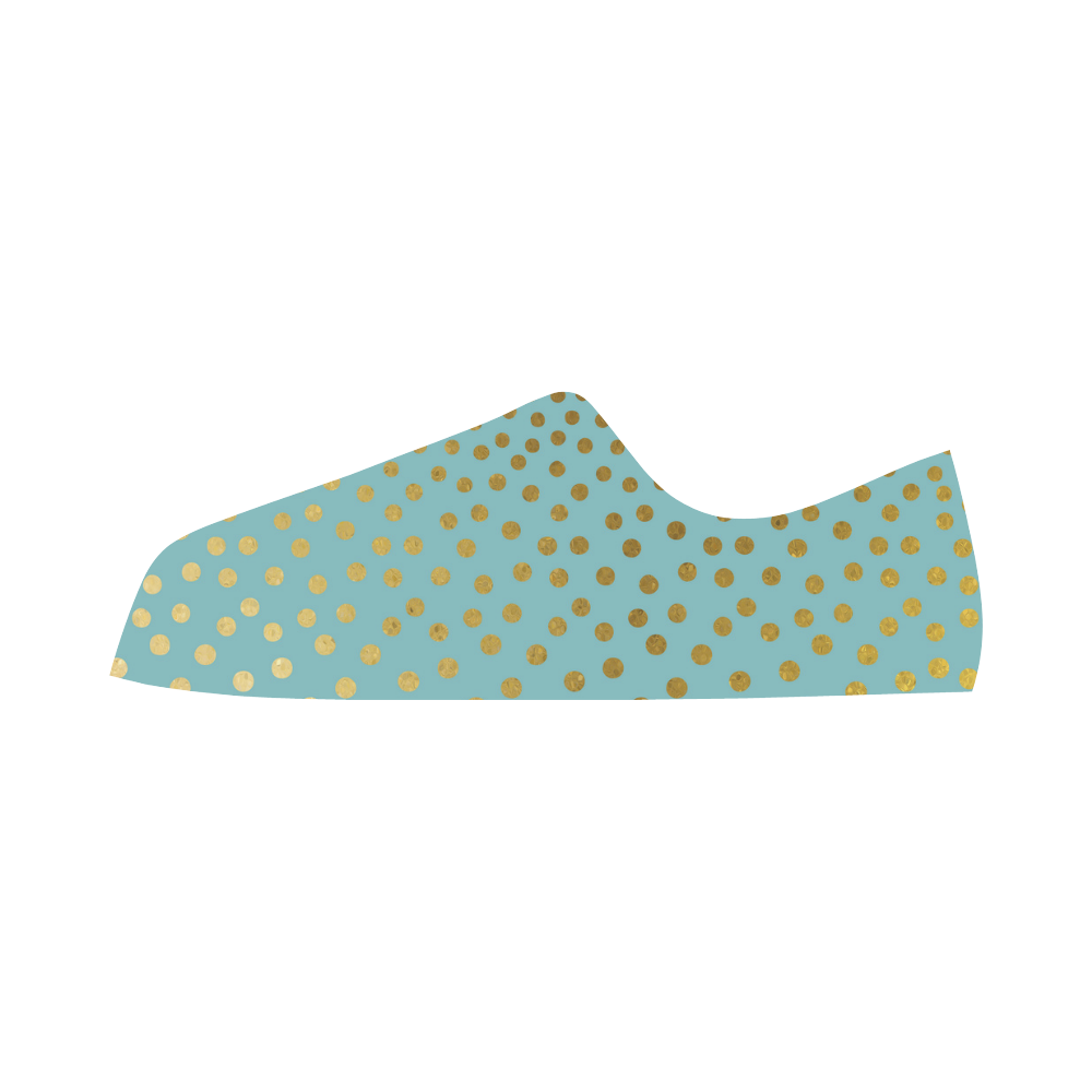Gold Elegance Polka Dots Shower Aquila Microfiber Leather Women's Shoes (Model 031)