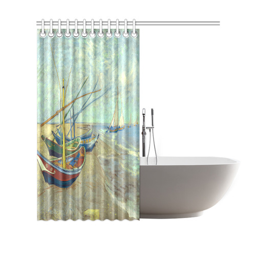 Vincent van Gogh Fishing Boats Beach Shower Curtain 69"x70"