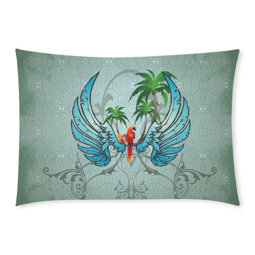 cute parrot with wings and palm Custom Rectangle Pillow Case 20x30 (One Side)