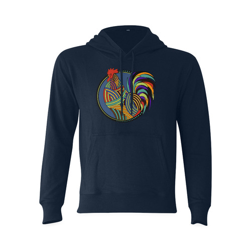 Geometric Art Colorful Rooster Button Oceanus Hoodie Sweatshirt (NEW) (Model H03)