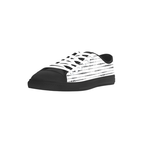Black Dotted Lines Pattern Aquila Microfiber Leather Women's Shoes/Large Size (Model 031)