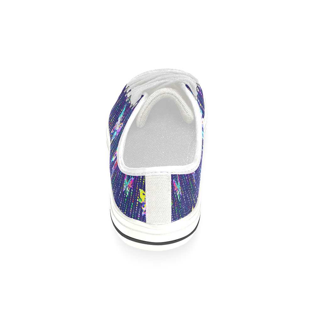Butterflies On Dotted Lines Pattern Canvas Women's Shoes/Large Size (Model 018)