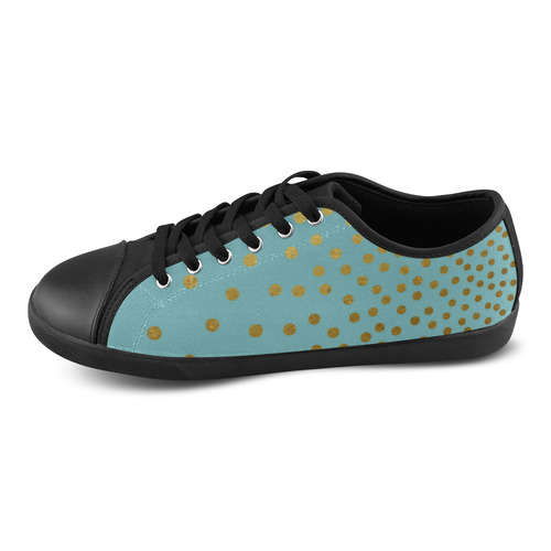 Gold Elegance Polka Dots Shower Canvas Shoes for Women/Large Size (Model 016)