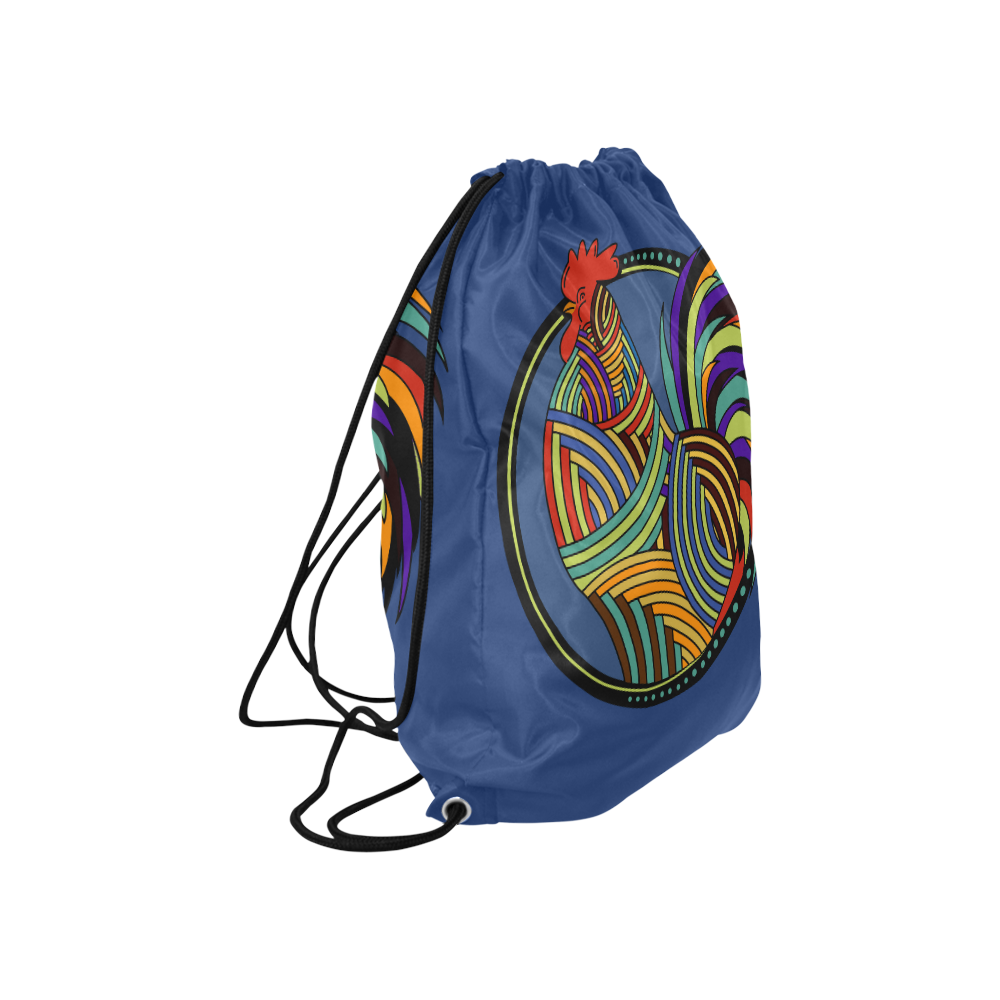 Geometric Art Colorful Rooster Button Large Drawstring Bag Model 1604 (Twin Sides)  16.5"(W) * 19.3"(H)