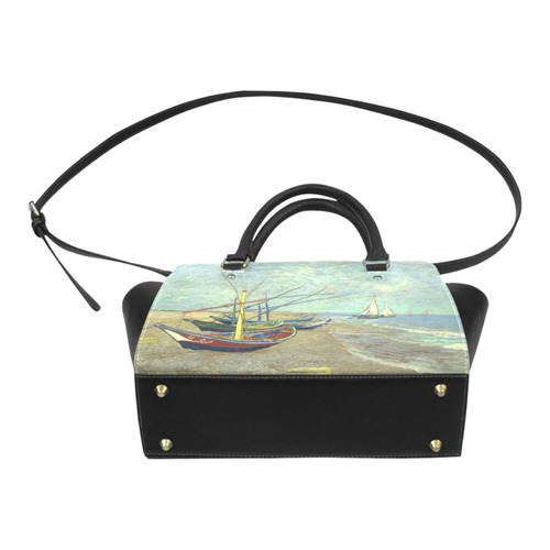 Vincent van Gogh Fishing Boats Beach Classic Shoulder Handbag (Model 1653)