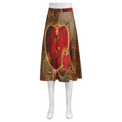 Steampunk, valentines heart with gears Mnemosyne Women's Crepe Skirt (Model D16)