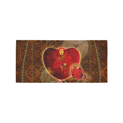 Steampunk, valentines heart with gears Area Rug 7'x3'3''