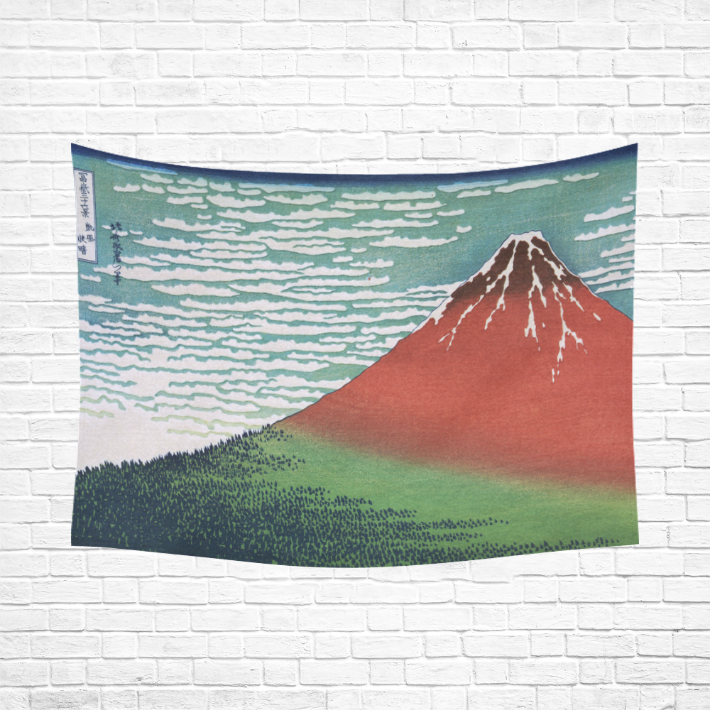 Hokusai Red Fuji Japanese Fine Art Cotton Linen Wall Tapestry 80"x 60"