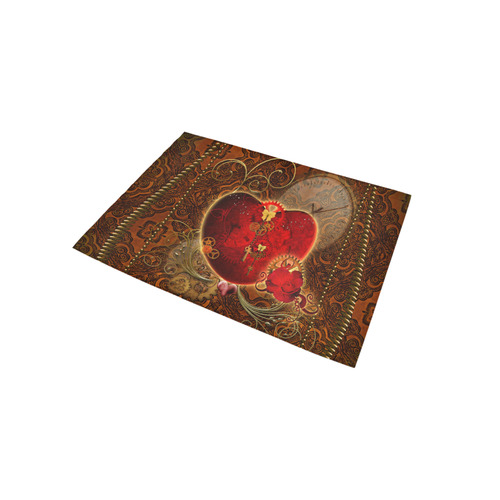 Steampunk, valentines heart with gears Area Rug 5'x3'3''