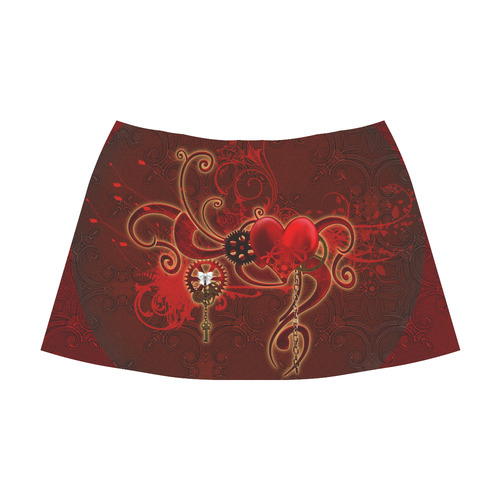 Wonderful steampunk design with heart Mnemosyne Women's Crepe Skirt (Model D16)
