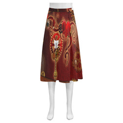 steampunk, hearts, clocks and gears Mnemosyne Women's Crepe Skirt (Model D16)
