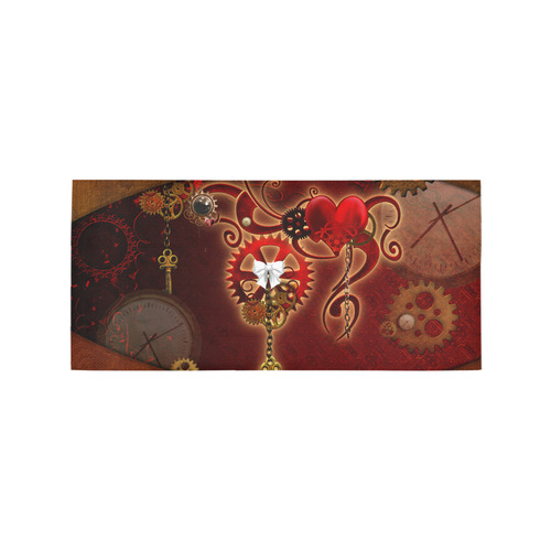 steampunk, hearts, clocks and gears Area Rug 7'x3'3''