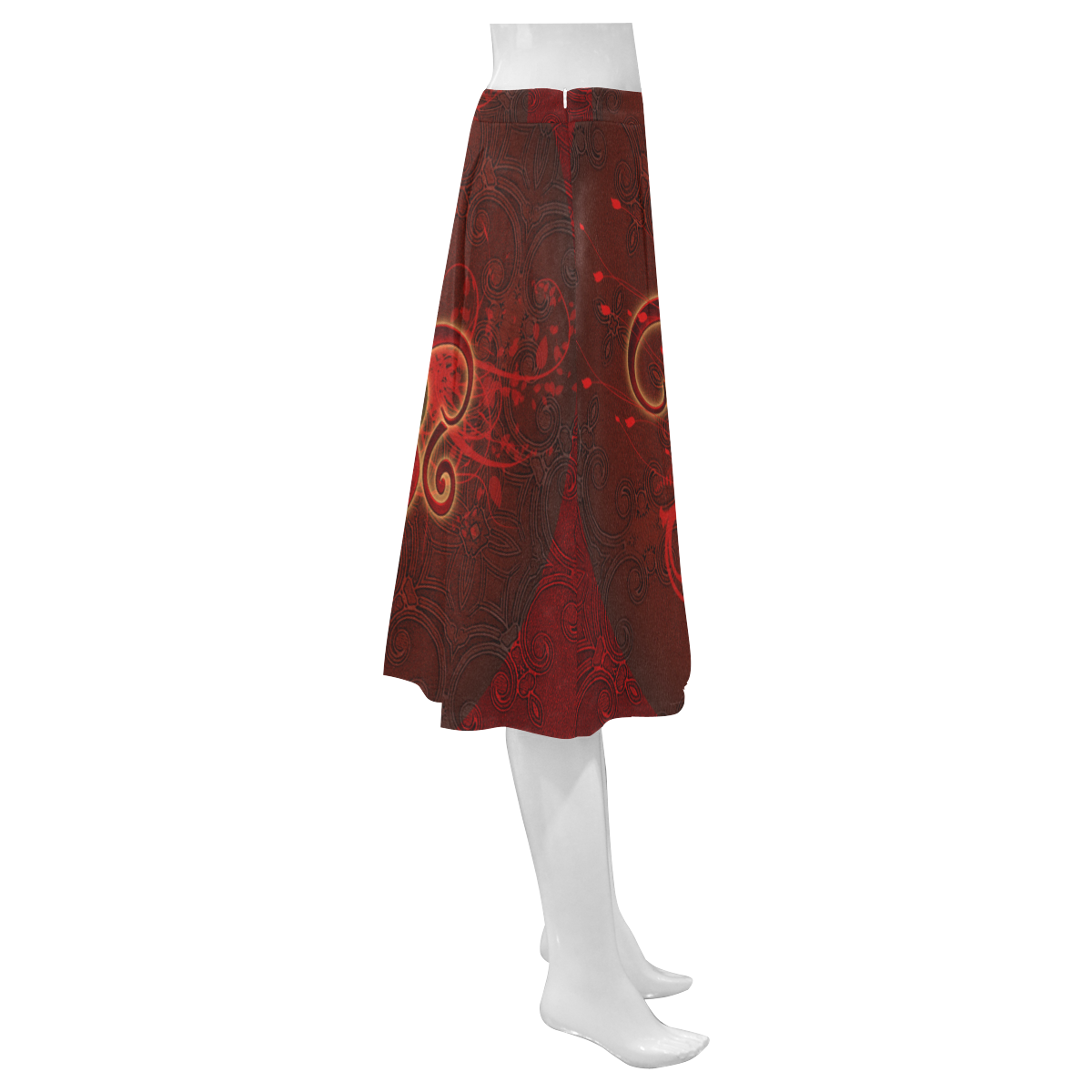 Wonderful steampunk design with heart Mnemosyne Women's Crepe Skirt (Model D16)