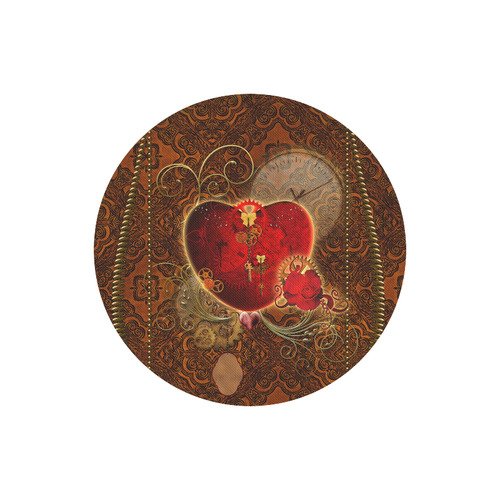 Steampunk, valentines heart with gears Round Mousepad
