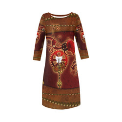 steampunk, hearts, clocks and gears Round Collar Dress (D22)