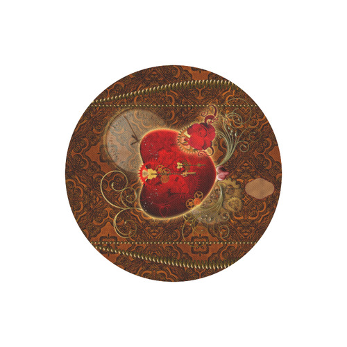 Steampunk, valentines heart with gears Round Mousepad