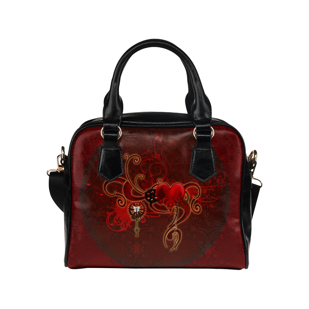 Wonderful steampunk design with heart Shoulder Handbag (Model 1634)