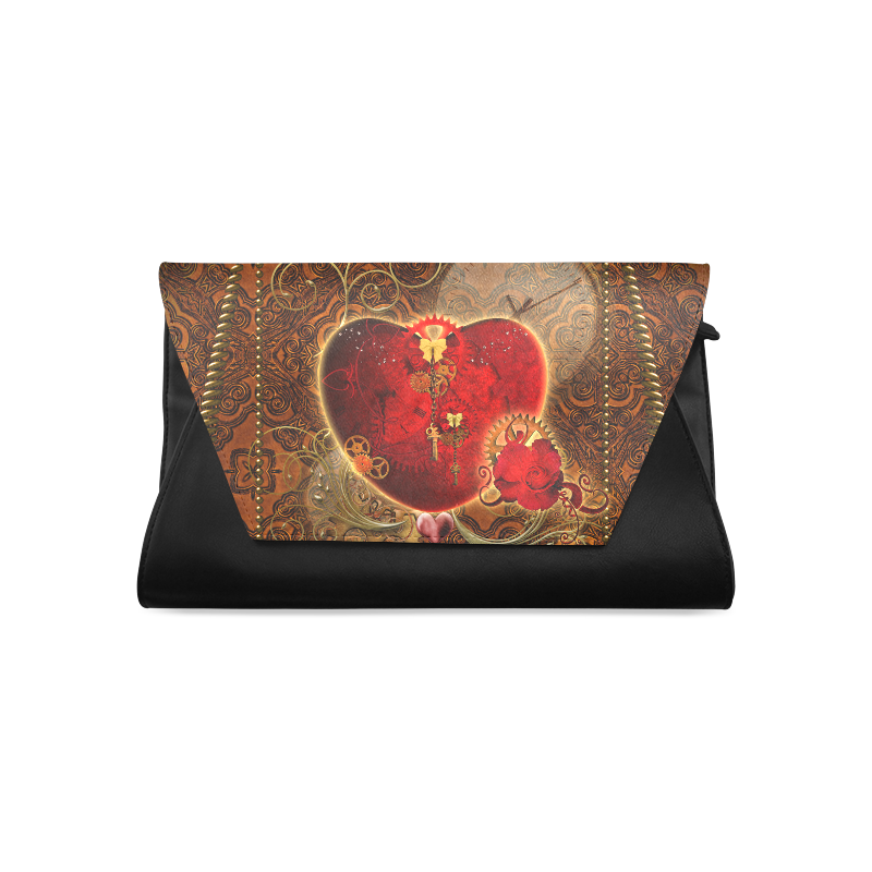 Steampunk, valentines heart with gears Clutch Bag (Model 1630)
