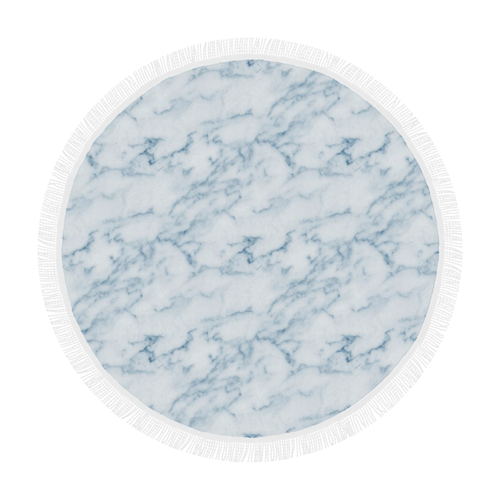 Italian Marble,Rimini Blu,white,blue Circular Beach Shawl 59"x 59"
