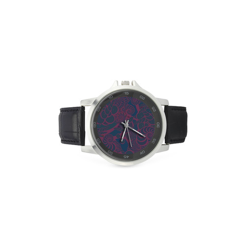 Rainforest at Night Unisex Stainless Steel Leather Strap Watch(Model 202)