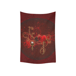 Wonderful steampunk design with heart Cotton Linen Wall Tapestry 40"x 60"