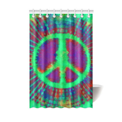 Psychedelic Tie Dye Green Peace Sign Shower Curtain 48"x72"