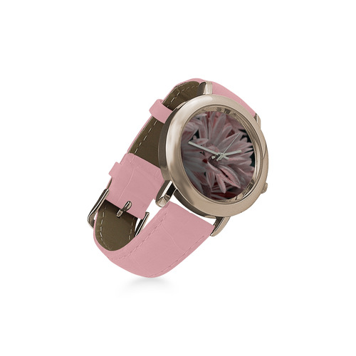 Rain Drop Women's Rose Gold Leather Strap Watch(Model 201)